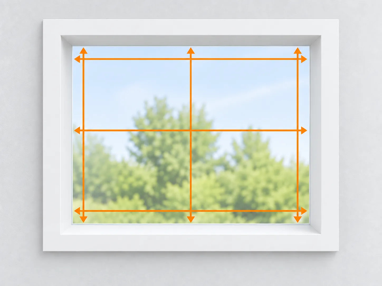 Vrije opening met drie horizontale breedtemetingen en drie verticale hoogtemetingen.